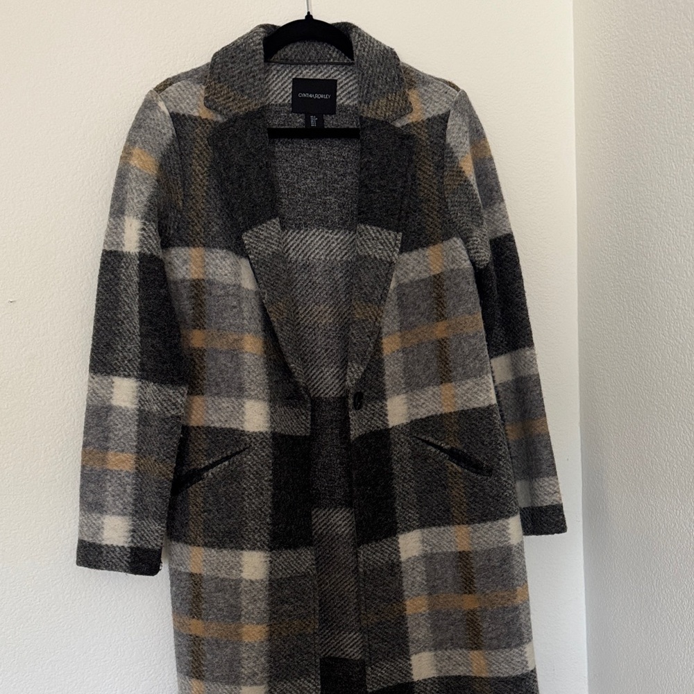 Plaid Wool-Blend Coat